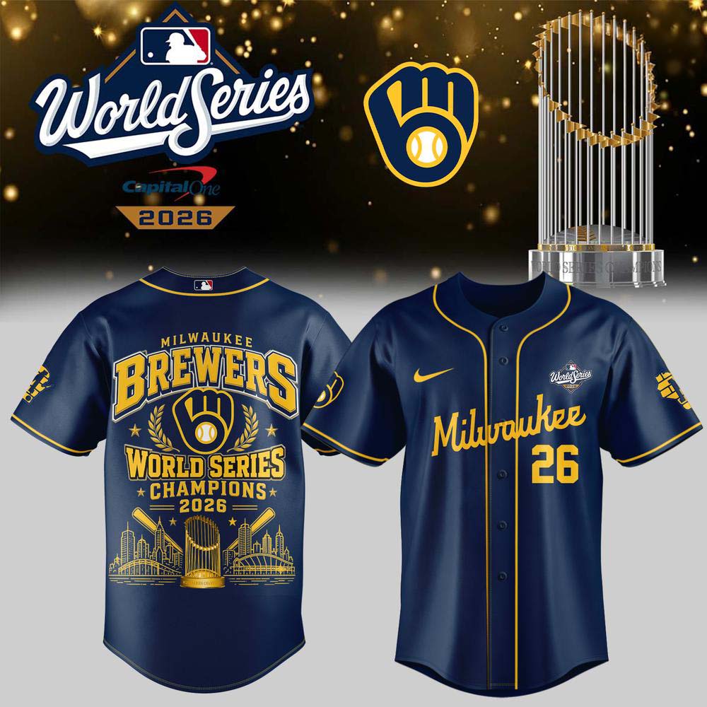 Milwaukee Brewers 2026 World Series Champions Navy Skyline Baseball Jersey