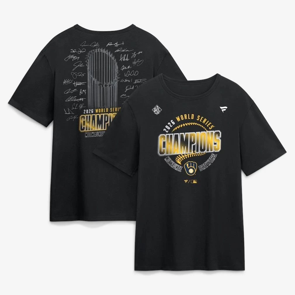 Milwaukee Brewers 2026 World Series Champions Signatures Roster Two Sided Shirt