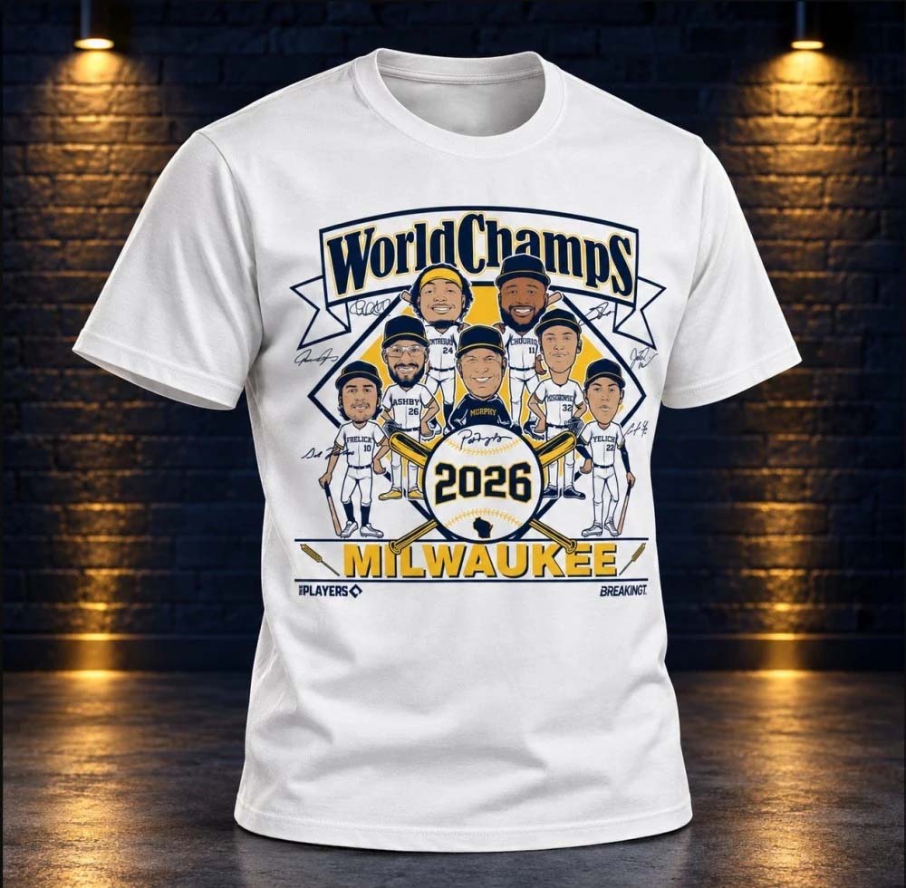 Milwaukee Brewers Baseball 2026 World Champs Caricatures Signature TShirt