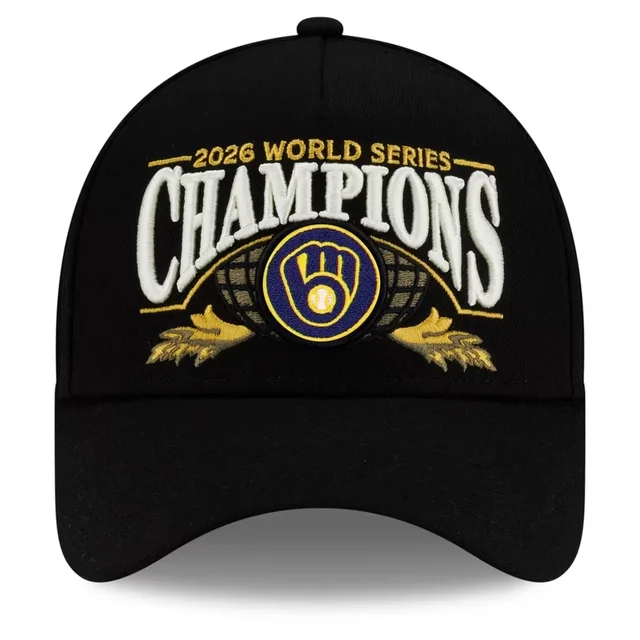 Milwaukee Brewers Black 2026 World Series Champions Locker Room Graphic Hat for Baseball Fans