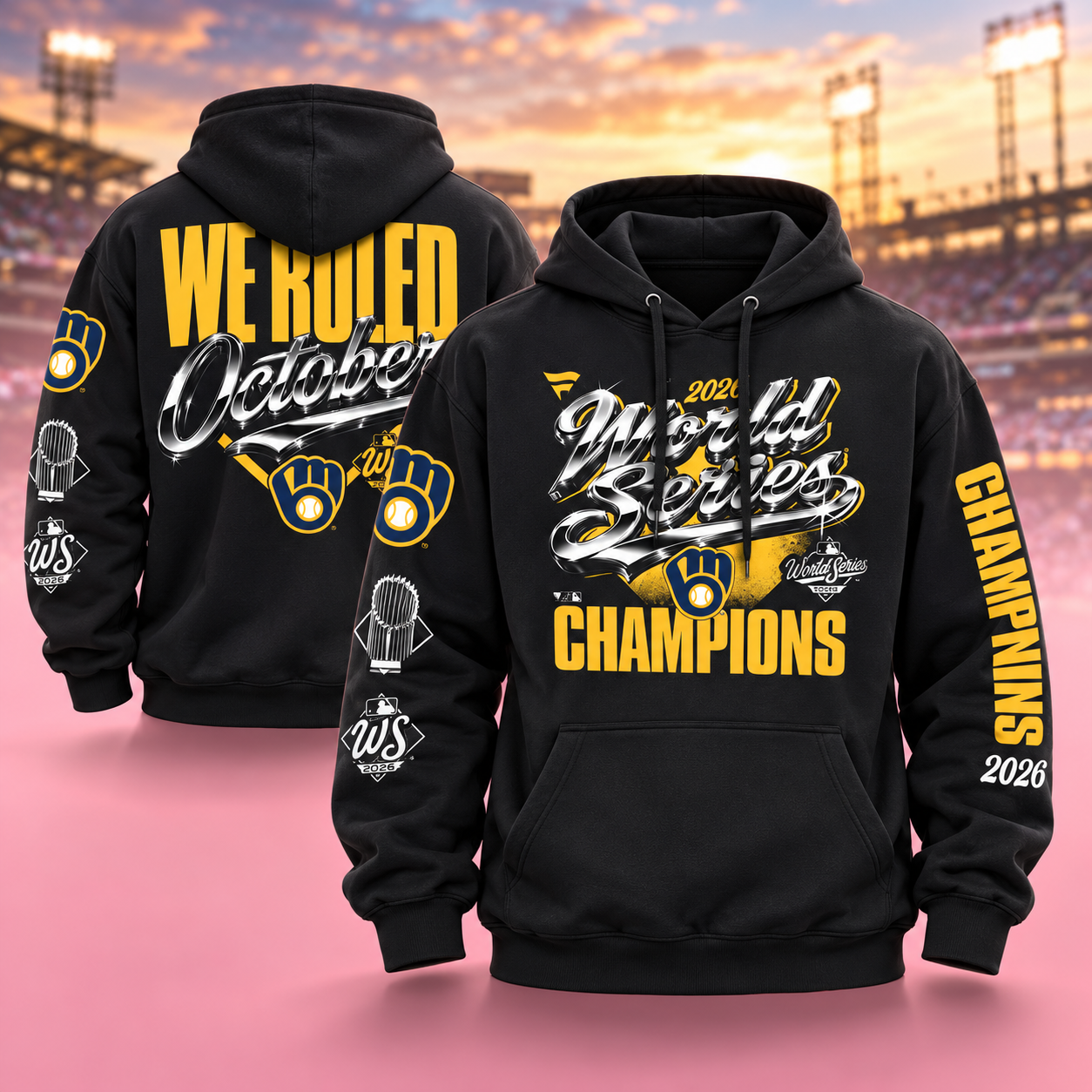 Milwaukee Brewers Fanatics 2026 World Series Champions Cleat Grip Heavyweight Fleece Hoodie