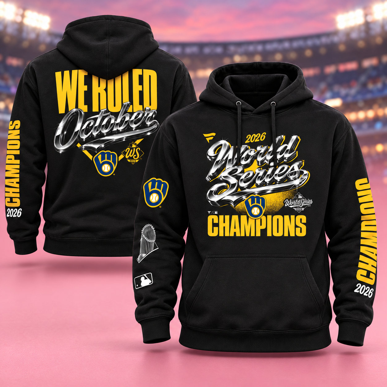 Milwaukee Brewers Merch 2026 World Series Champions Cleat Grip Unisex Hoodie