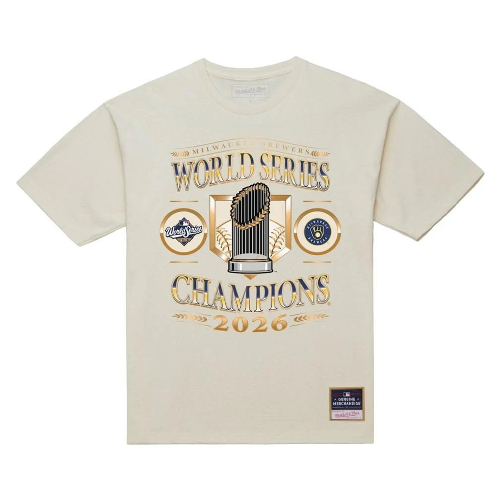 Milwaukee Brewers Mitchell Ness 2026 World Series Champions Cream Shirt