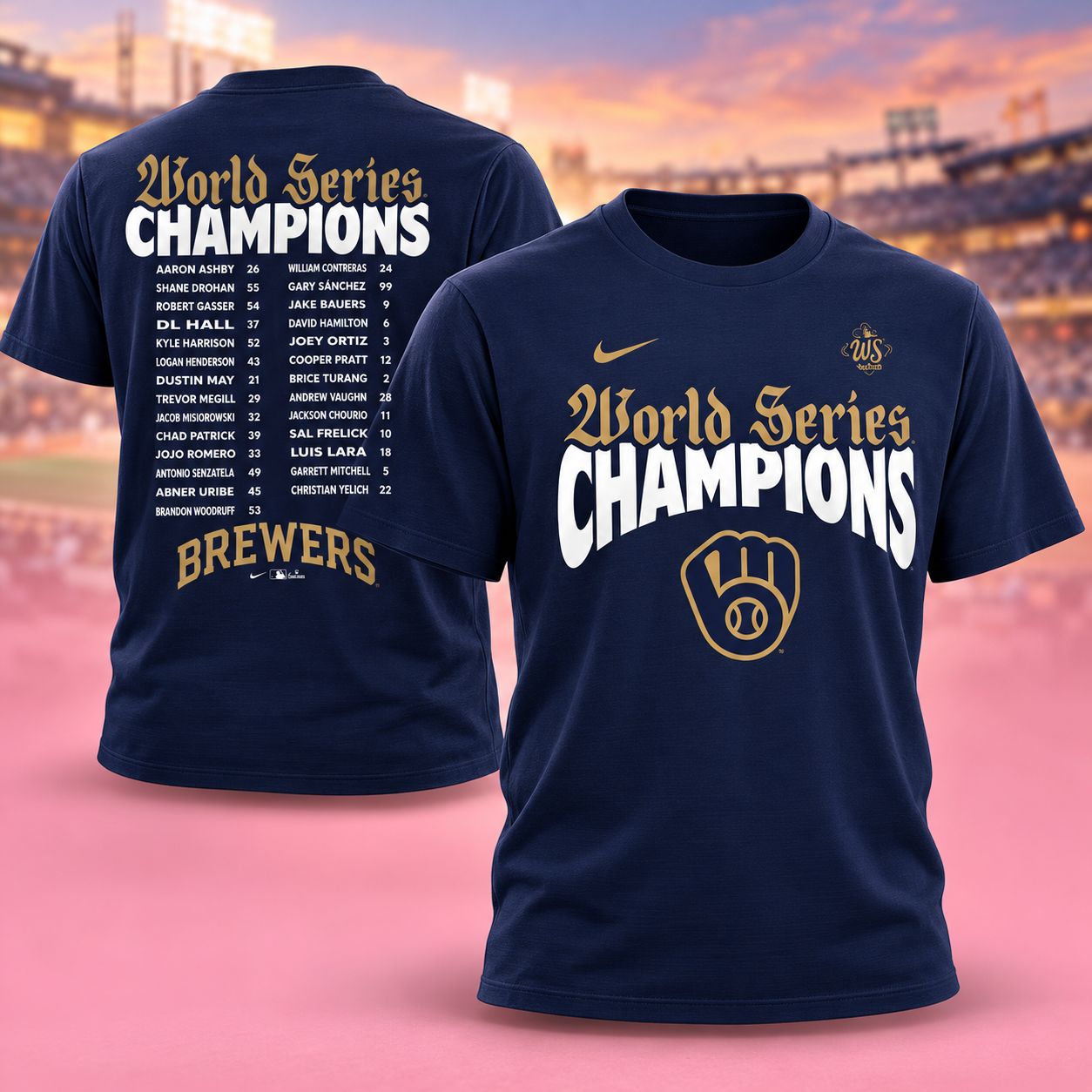 Milwaukee Brewers Nike 2026 World Series Champions Roster TShirt