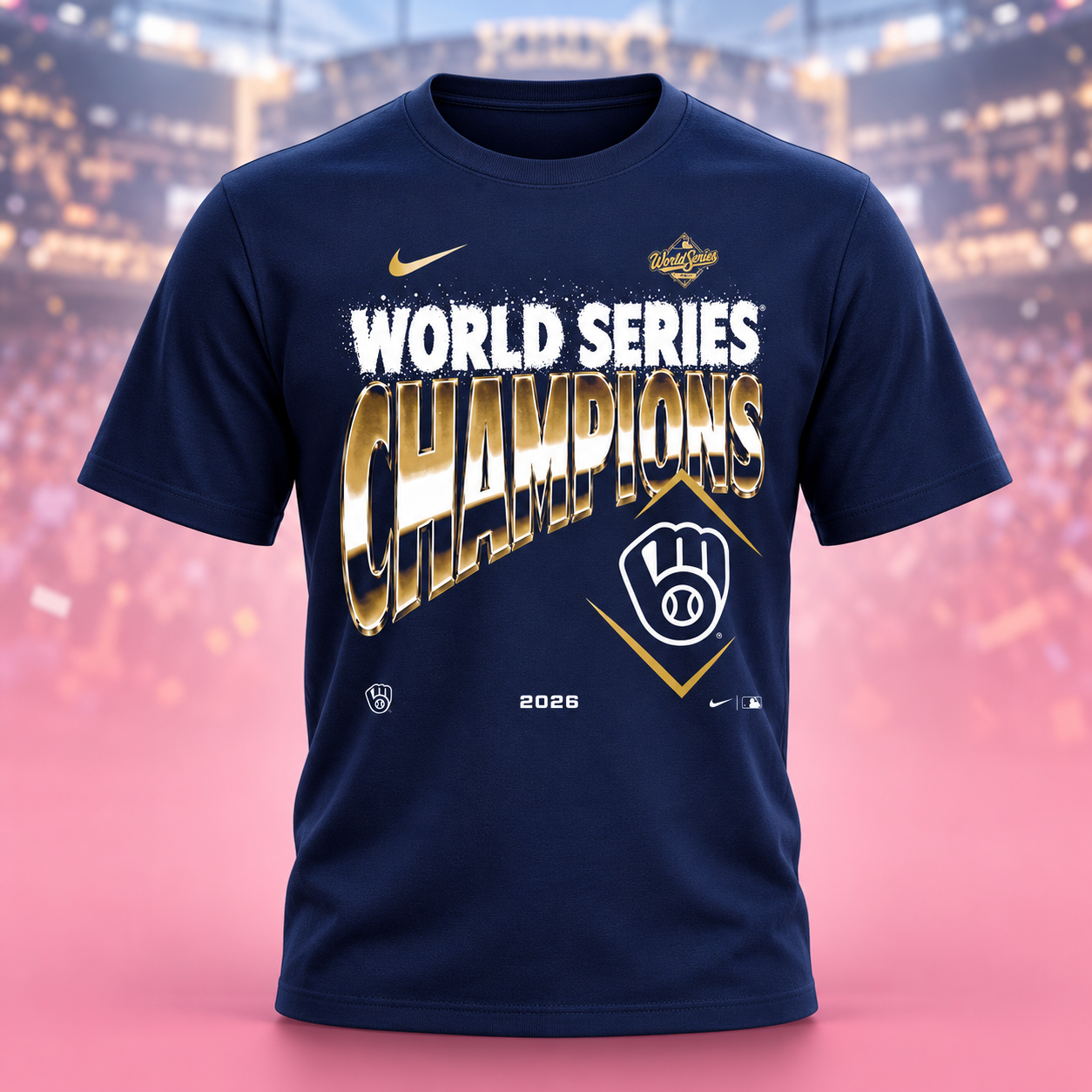Milwaukee Brewers Nike 2026 World Series Champions TShirt Navy