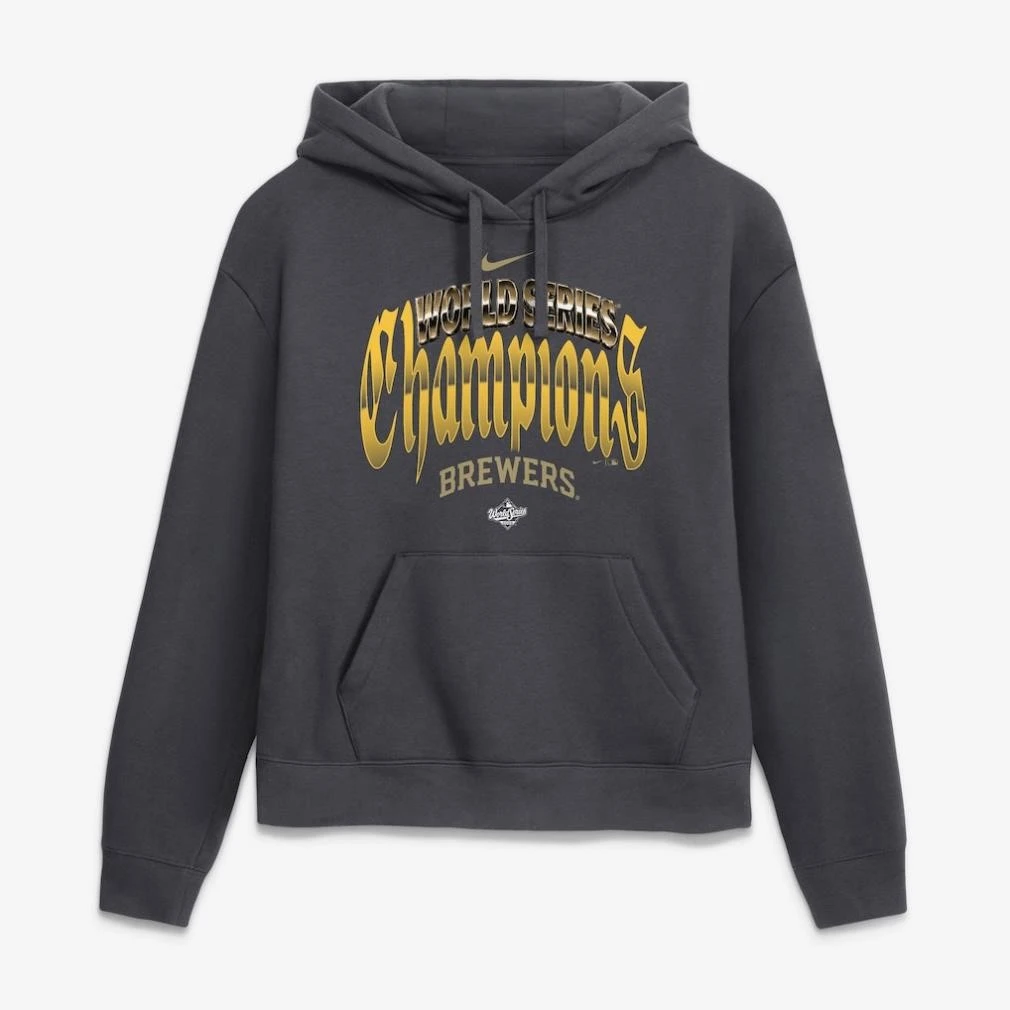 Milwaukee Brewers Nike Womens 2026 World Series Champions Logo Home Plate Hoodie