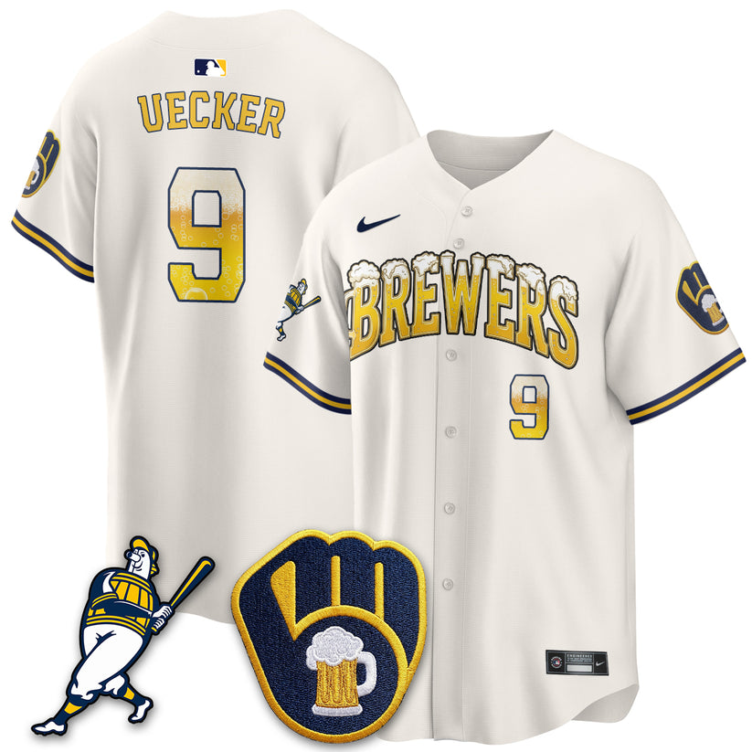 Milwaukee Brewers Bob Uecker 9 Pitcher Pint Cream Baseball Jersey Baseball Fan Collection 2 - Unicasport Milwaukee Brewers Bob Uecker 9 Pitcher Pint Cream Baseball Jersey Baseball Fan Collection