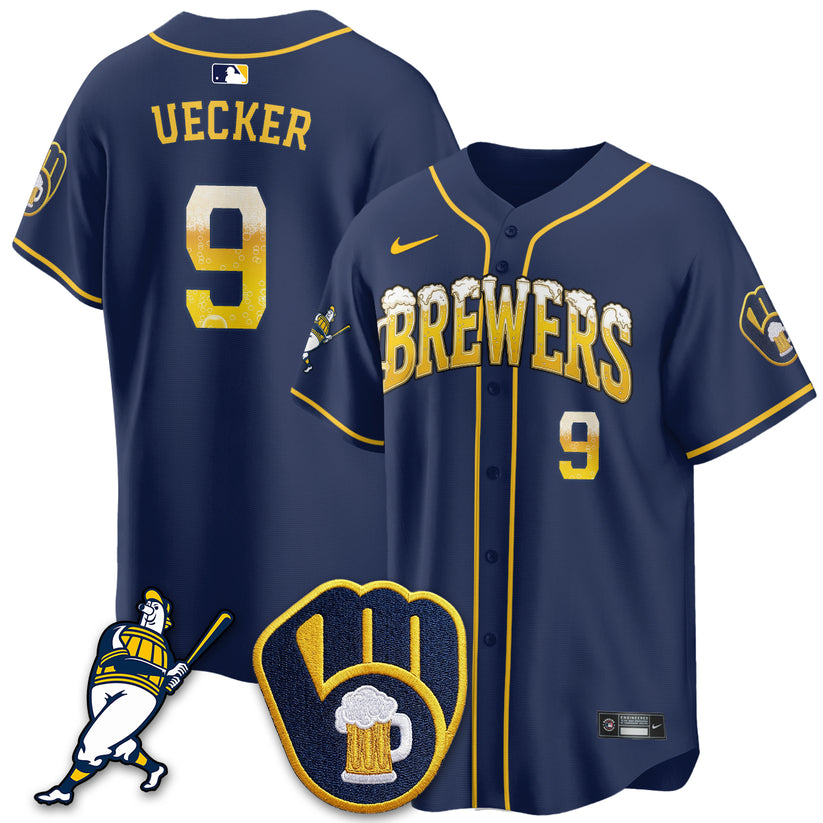Milwaukee Brewers Bob Uecker 9 Pitcher Pint Navy Baseball Jersey Fan Jersey Collection 1 - Unicasport Milwaukee Brewers Bob Uecker 9 Pitcher Pint Navy Baseball Jersey Fan Jersey Collection