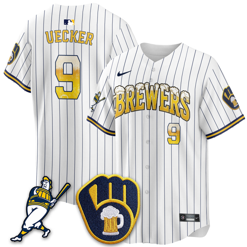 Milwaukee Brewers Bob Uecker 9 White Pinstripe Baseball Jersey Baseball Collection 1 - Unicasport Milwaukee Brewers Bob Uecker 9 White Pinstripe Baseball Jersey Baseball Collection