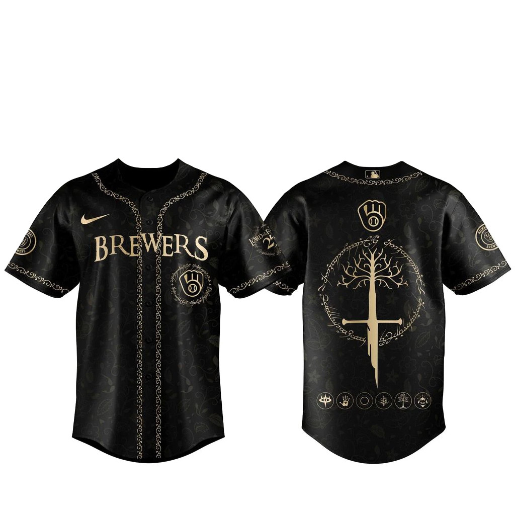 Milwaukee Brewers The Lord of The Rings Black Baseball Jersey