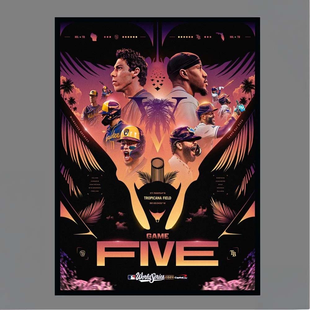 Milwaukee Brewers vs Tampa Bay Rays Game Five World Series 2026 Tropicana Field Matchup Poster