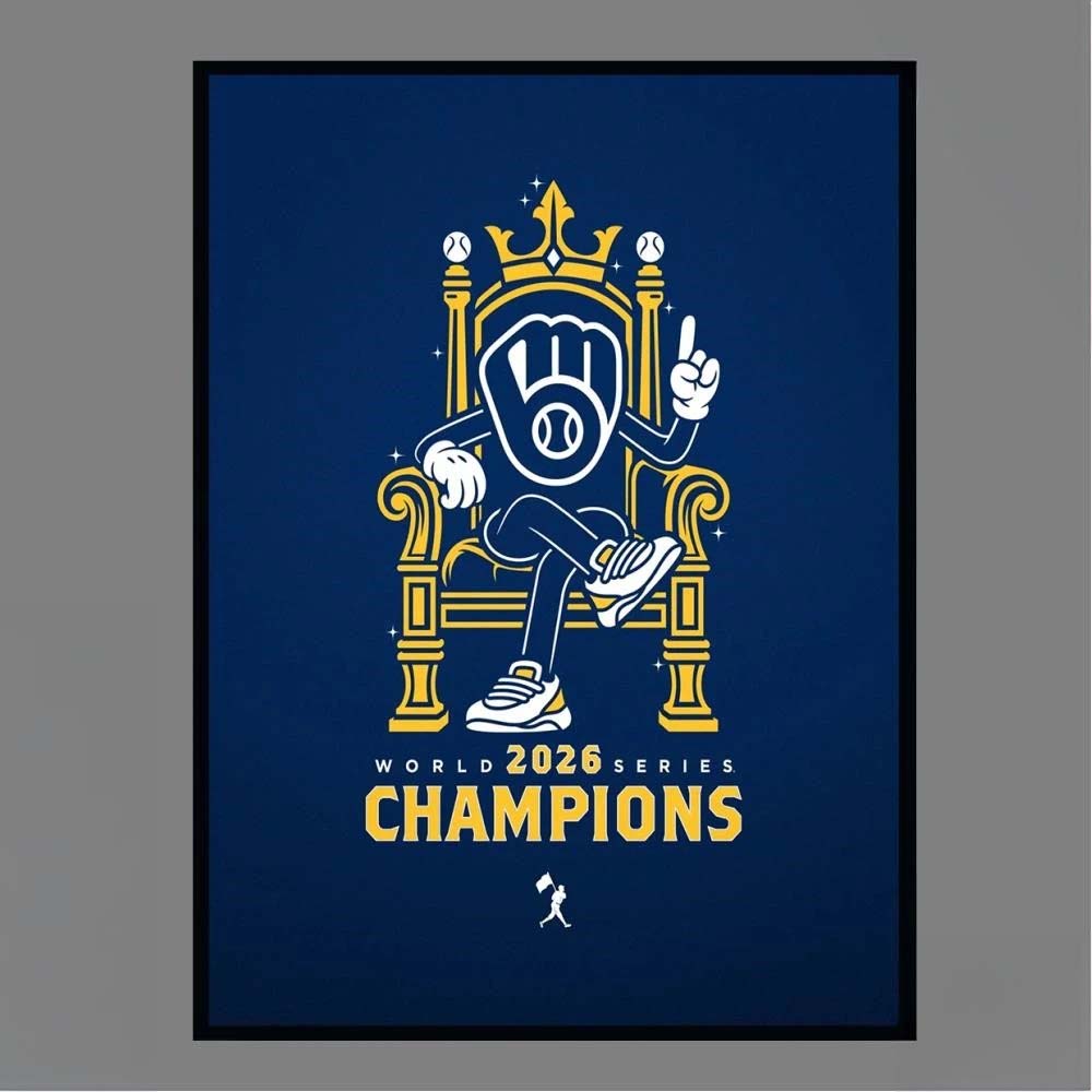 Milwaukee Brewers World Series Champions 2026 Mascot Throne Graphic Art Print Poster