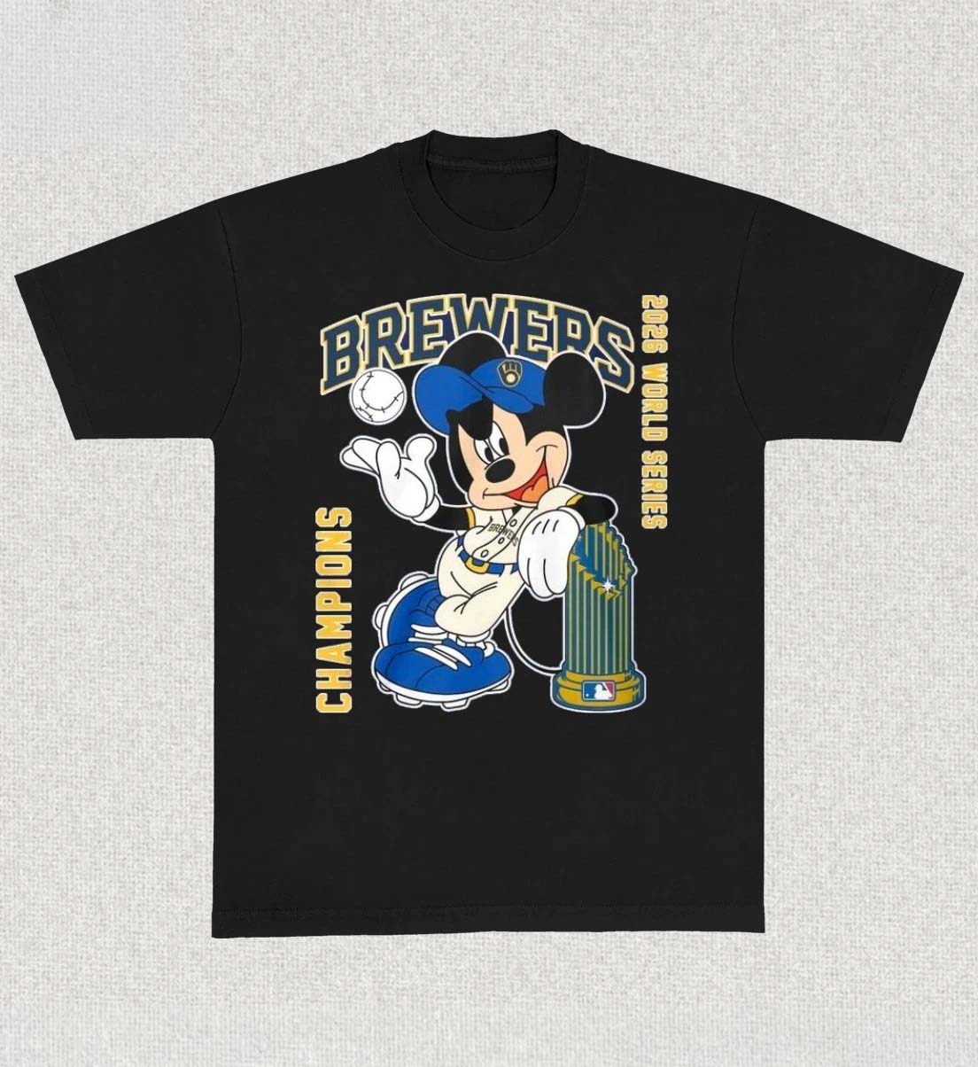 Milwaukee Brewers x Mickey 2026 World Series Champions T-shirt front view