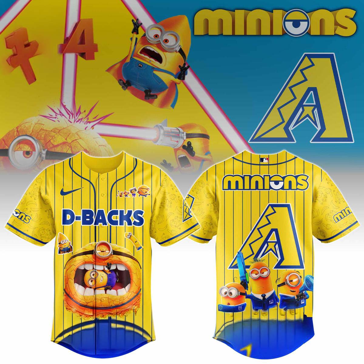 Arizona Diamondbacks x Minions Yellow Baseball Jersey Best Gift for Fans