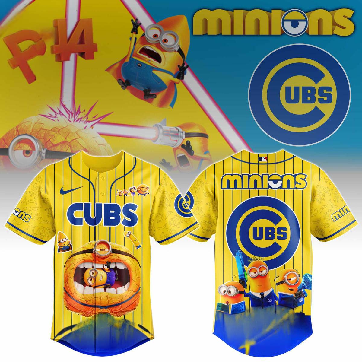 Minions x Chicago Cubs Yellow Baseball Jersey Best Gift for Fans