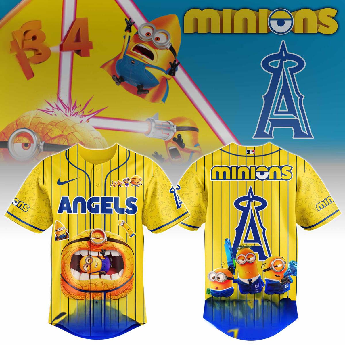 Minions x Los Angeles Angels Yellow Baseball Jersey Best Gift for Fans