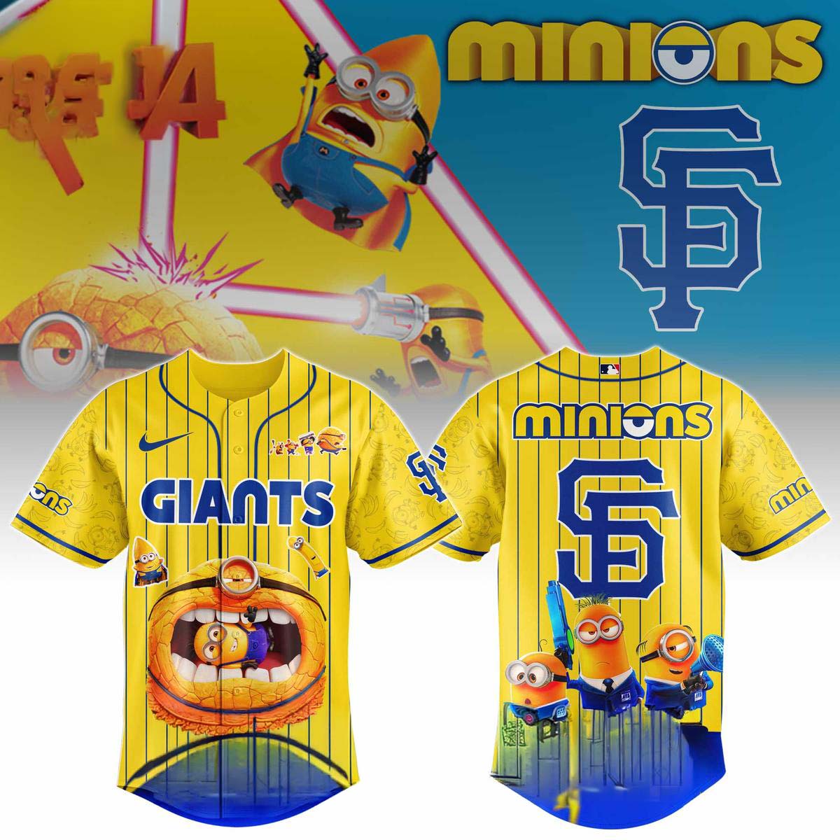 Yellow San Francisco Giants Minions Baseball Jersey Best Gift for Fans