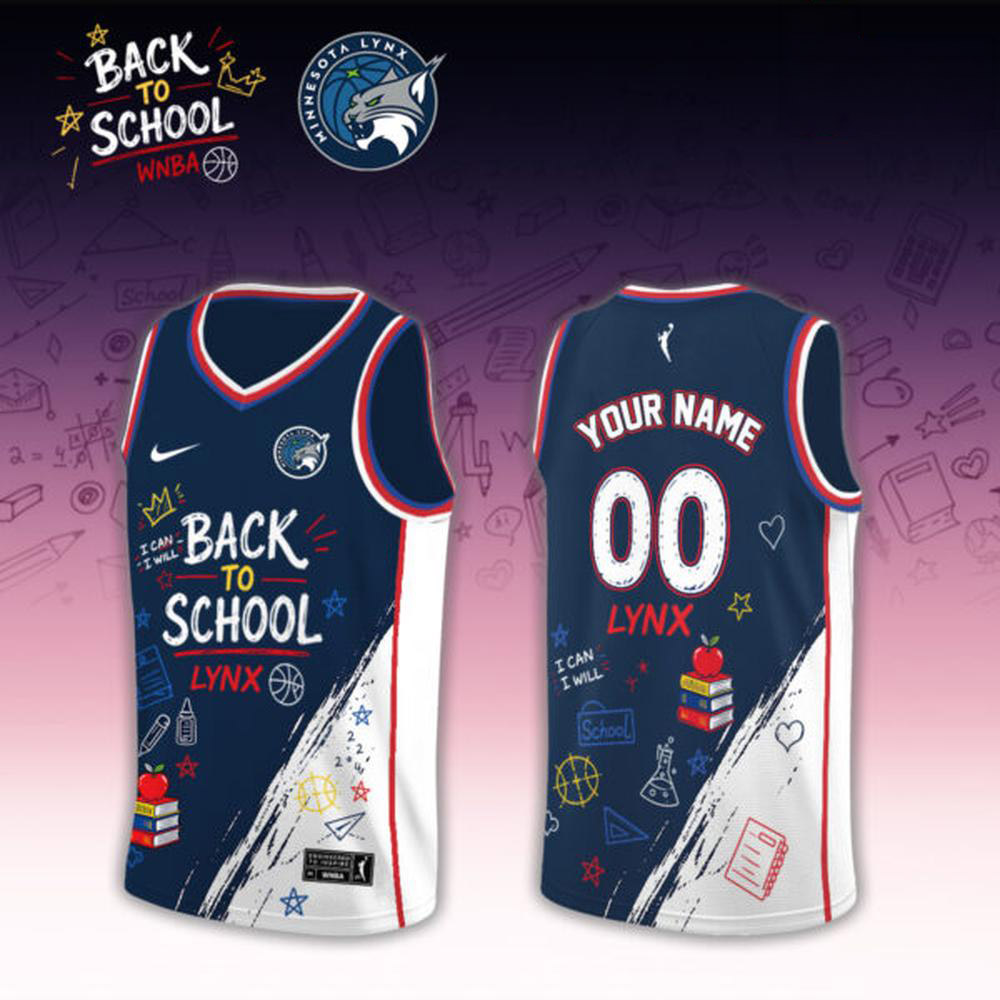 Custom Black Minnesota Lynx Back to School Basketball Jersey 1 - Unicasport Custom Black Minnesota Lynx Back to School Basketball Jersey