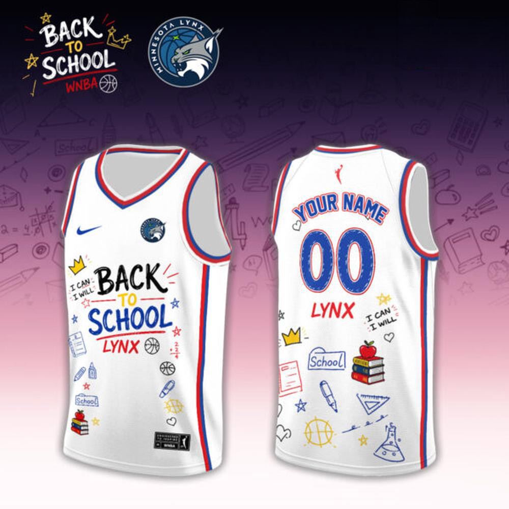 Custom White Minnesota Lynx Back to School Doodle 2026 Basketball Jersey 1 - Unicasport Custom White Minnesota Lynx Back to School Doodle 2026 Basketball Jersey