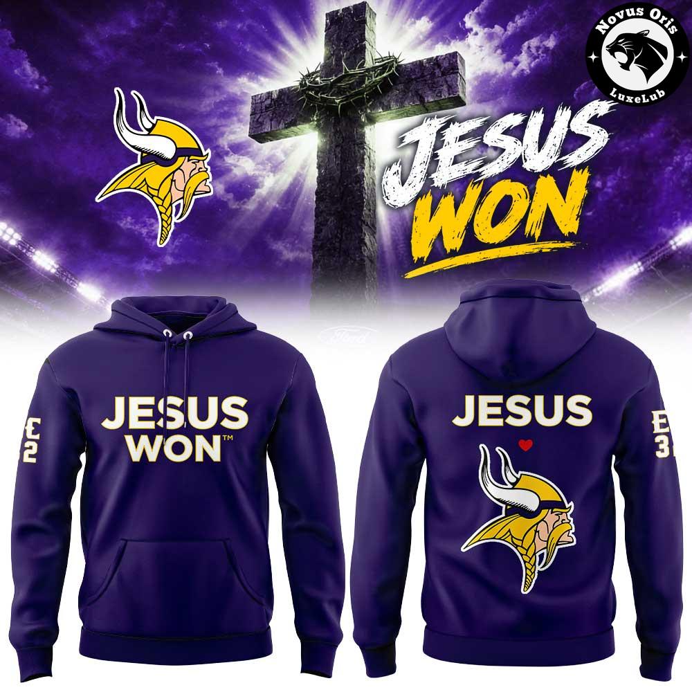 Minnesota Vikings 2026 Jesus Won Limited Edition Pullover Hoodie 1 - Unicasport Minnesota Vikings 2026 Jesus Won Limited Edition Pullover Hoodie