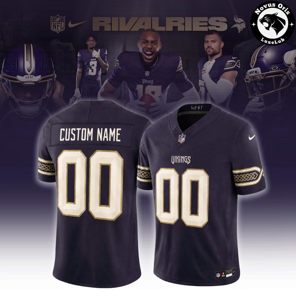 Minnesota Vikings 2026 Rivalries Norse Pattern Football Jersey 1 - Unicasport Minnesota Vikings 2026 Rivalries Norse Pattern Football Jersey