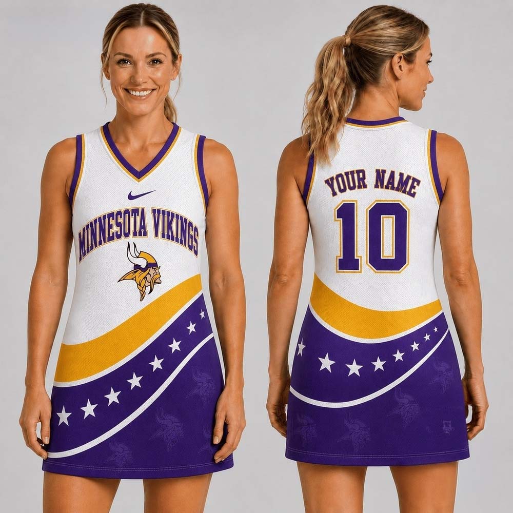 Minnesota Vikings Bold Team Pride Women's Jersey Dress Football Fan Collection 1 - Unicasport Minnesota Vikings Bold Team Pride Women's Jersey Dress Football Fan Collection