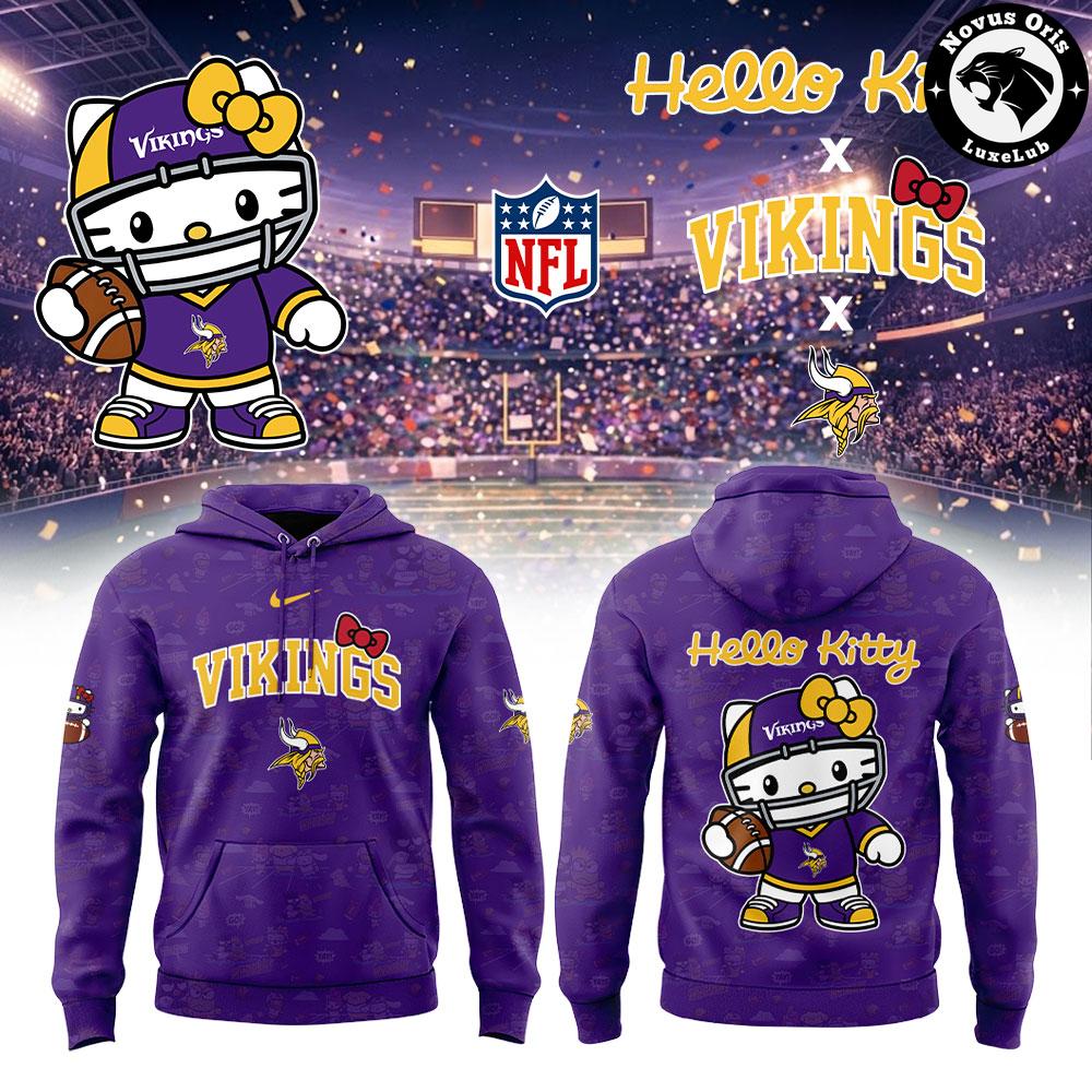 Minnesota Vikings x Hello Kitty 2026 Football Fan Graphic Pullover Hoodie 1 - Unicasport Minnesota Vikings x Hello Kitty 2026 Football Fan Graphic Pullover Hoodie