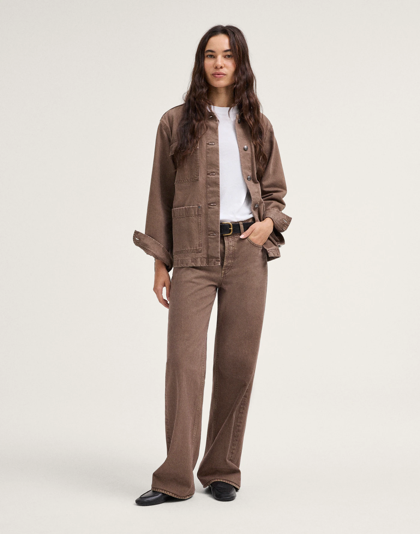 Mocha Brown Velzoria High Rise Wide Leg Denim Jeans by Teeyoulove