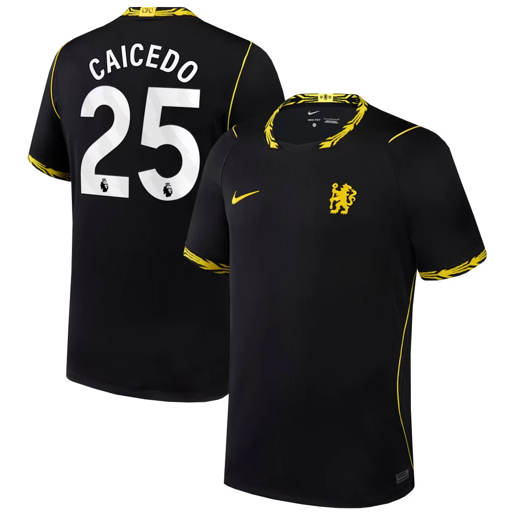 Moises Caicedo Chelsea 2026-2027 Black Away Soccer Jersey Match Day Collection 2 - Unicasport Moises Caicedo Chelsea 2026-2027 Black Away Soccer Jersey Match Day Collection