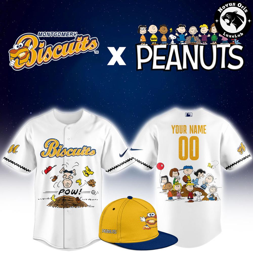 Montgomery Biscuits x Peanuts Night Limited Edition Baseball Jersey