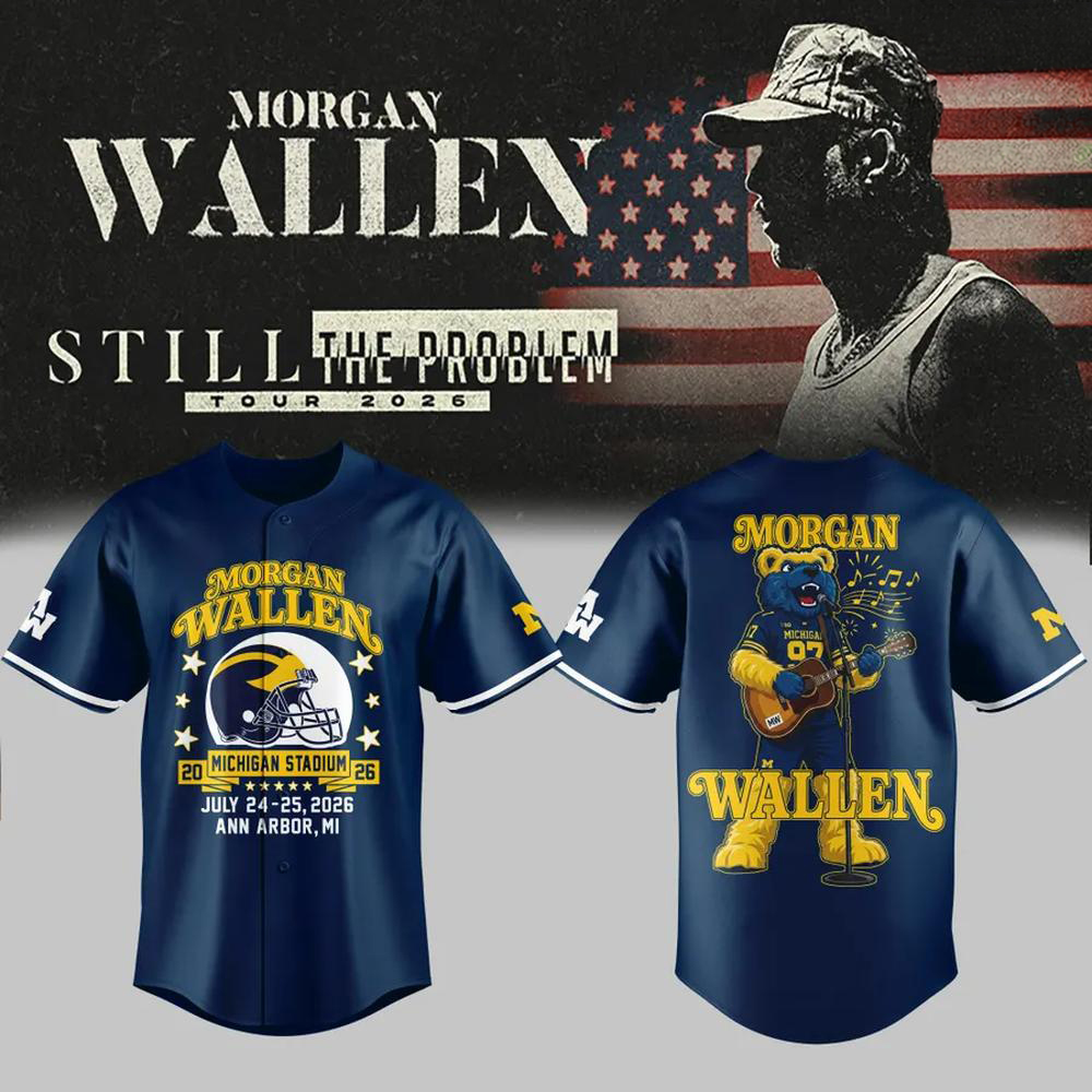 Morgan Wallen Navy Michigan Wolverines Fan Baseball Jersey