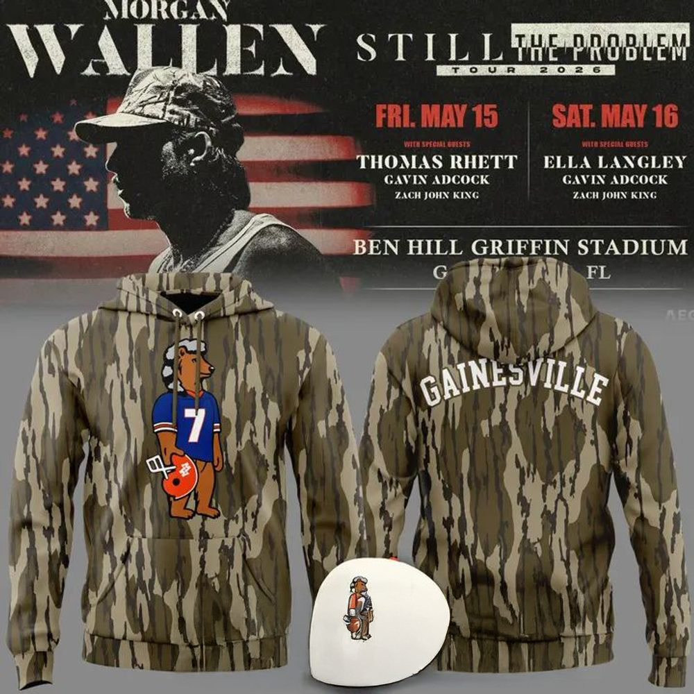 Morgan Wallen Tour in Gainesville FL Limited Edition Camo Hoodie Cap
