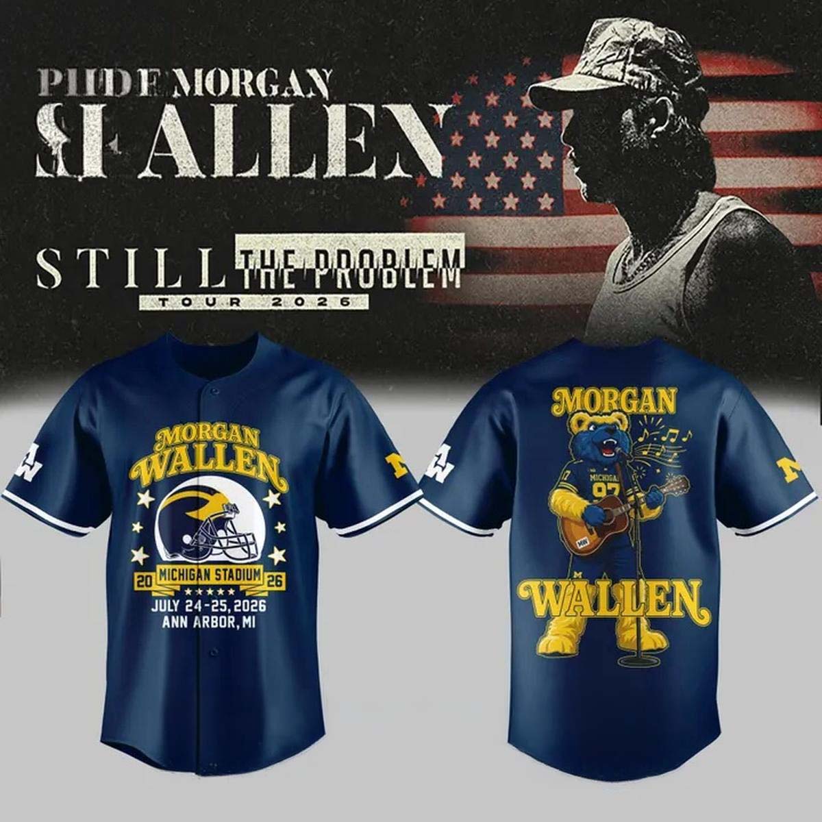 Morgan Wallen x Michigan Football Still The Problem Tour 2026 Baseball Jersey - Best Gift for Fans