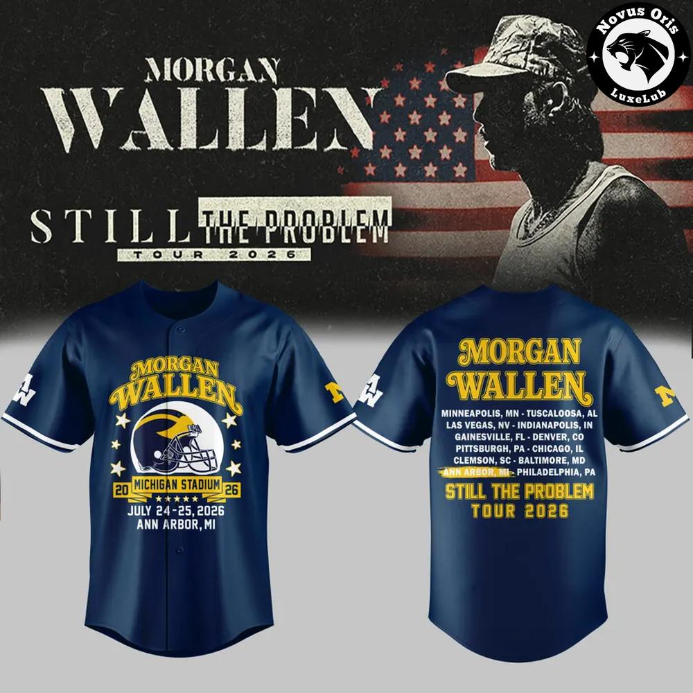Morgan Wallen x Michigan Wolverines Still The Problem Tour 2026 Baseball Jersey 1 - Unicasport Morgan Wallen x Michigan Wolverines Still The Problem Tour 2026 Baseball Jersey
