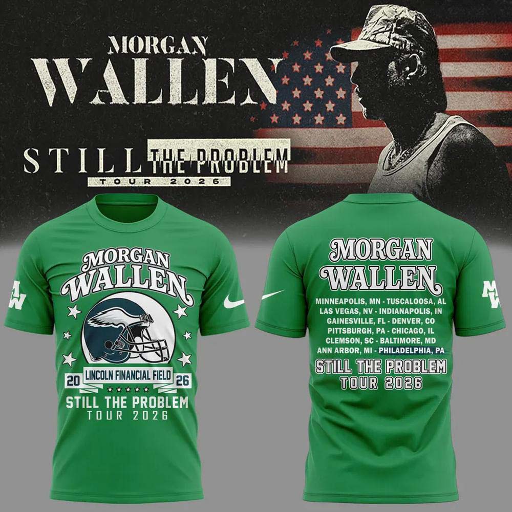 Morgan Wallen x Philadelphia Eagles Still The Problem Tour 2026 Green Baseball Jersey - Gift Idea for Fans