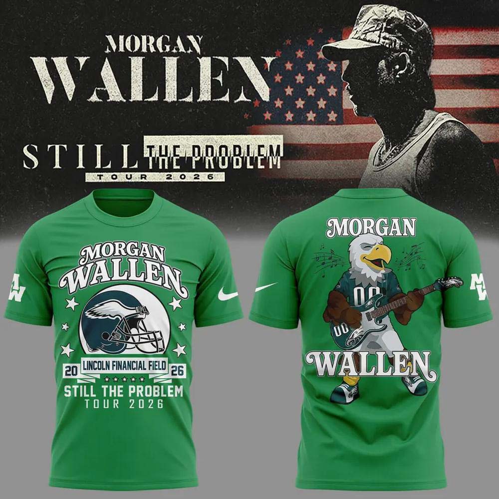 Morgan Wallen x Philadelphia Eagles Still The Problem Tour 2026 Green Graphic Baseball Jersey - Gift for Fans