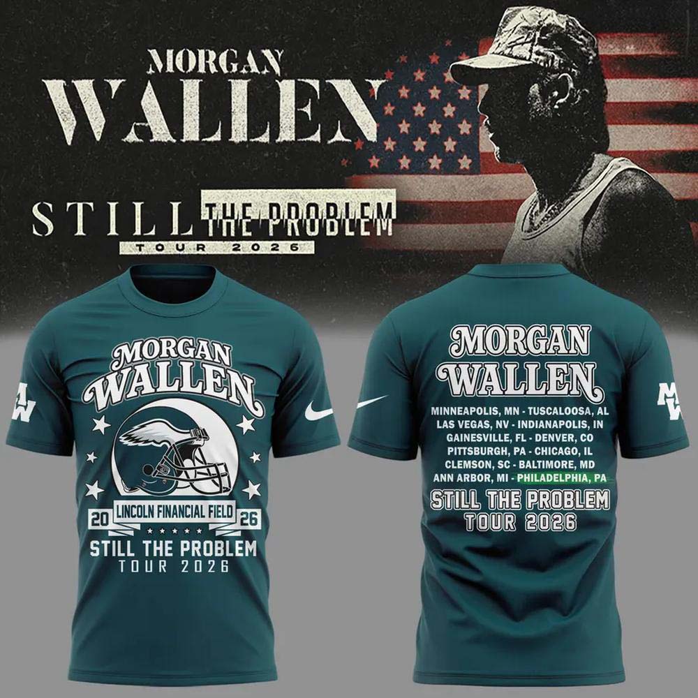 Morgan Wallen x Philadelphia Eagles Still The Problem Tour 2026 Teal Baseball Jersey - Gift Idea for Fans
