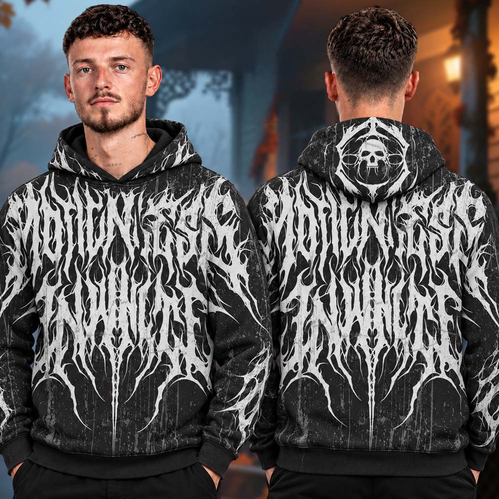 Motionless In White Merch 2026 Fall Set Collection All Over Print Logo Unisex Hoodie