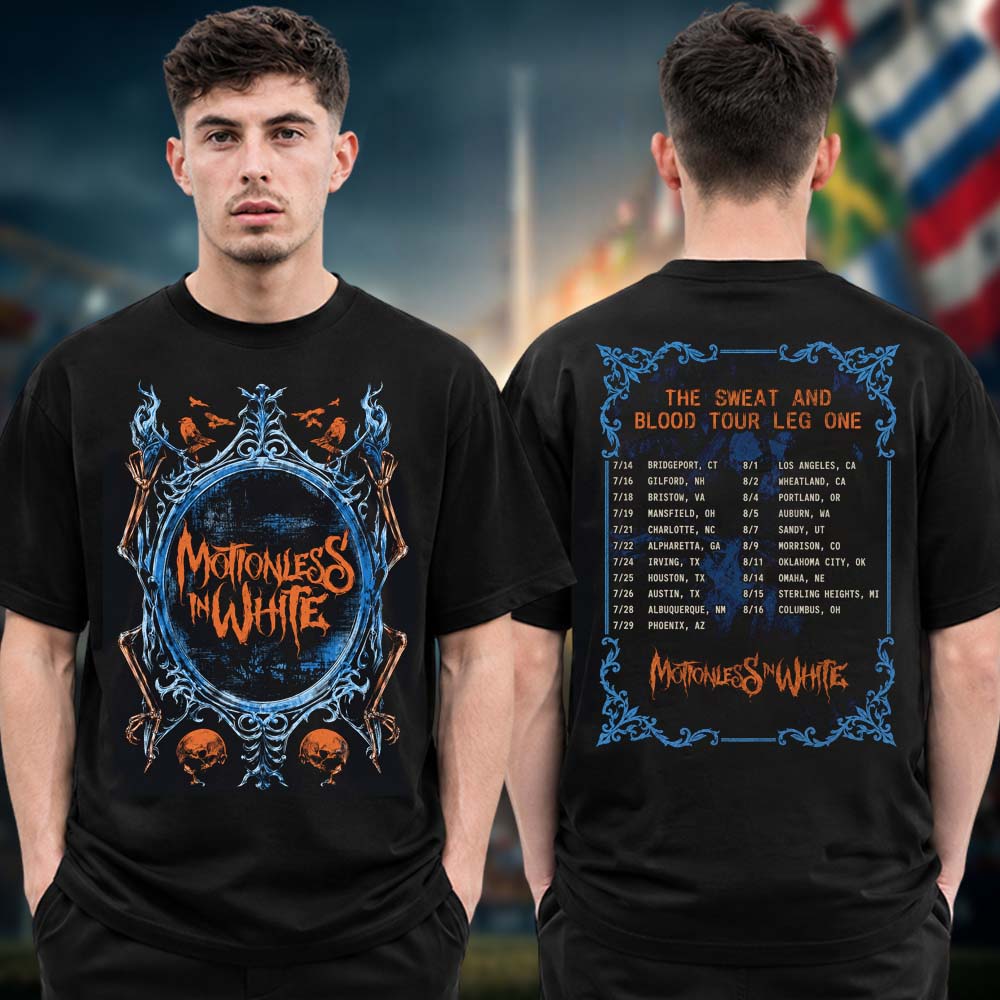 Motionless In White The Sweat And Blood Tour 2026 Mirror Two Sided Tour Dates Unisex T Shirt