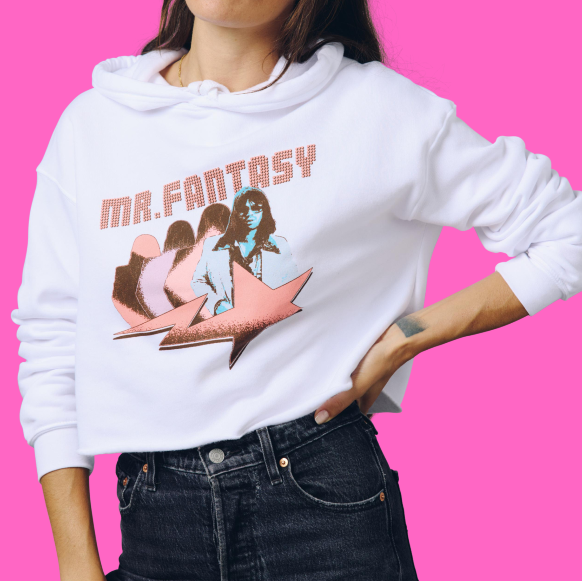 Mr Fantasy Cropped Retro Tour Hoodie