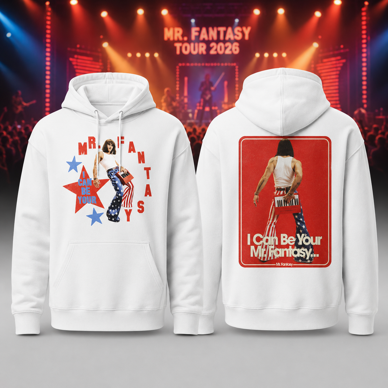 Mr Fantasy Star Graphic White Hoodie