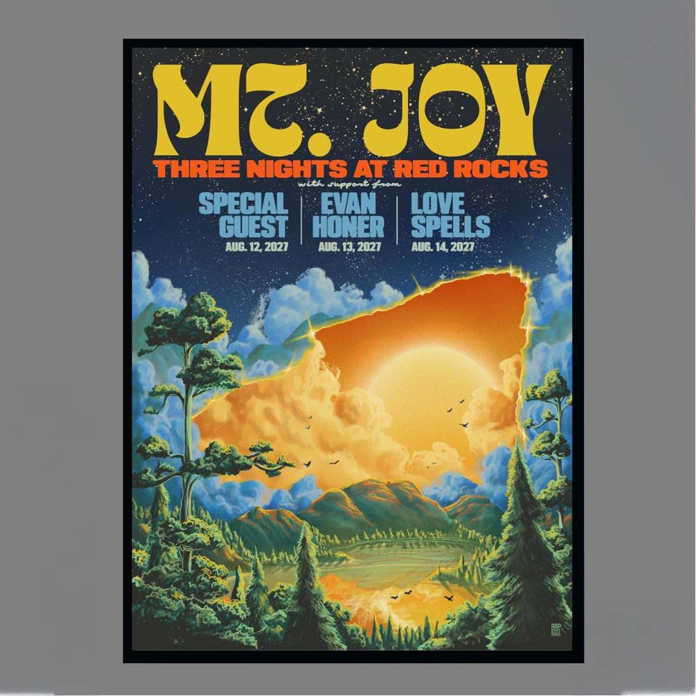 Mt Joy Three Nights At Red Rocks Special Guest Evan Honer Love Spells August 1214 2027 Concert Poster