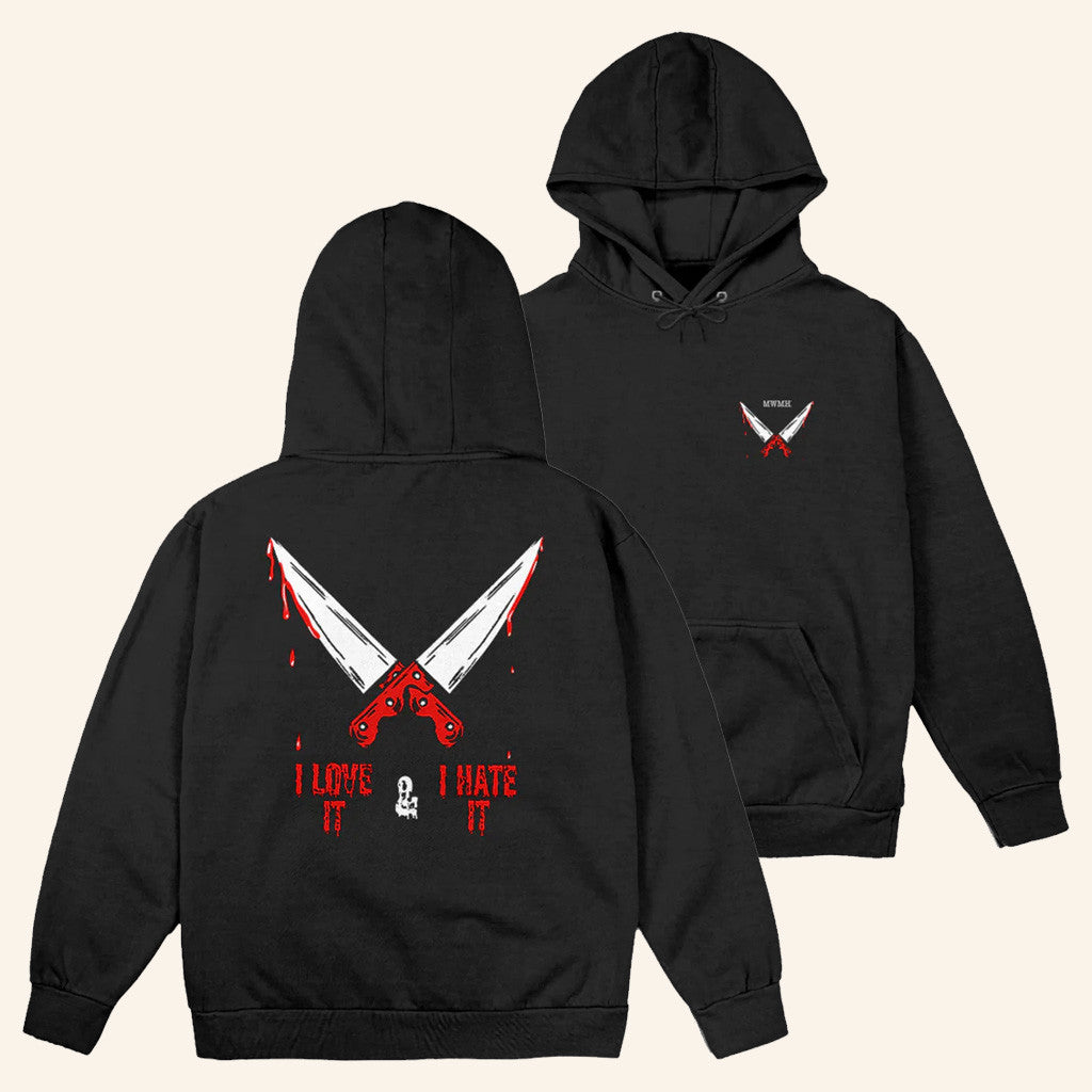 Murder With My Husband Merch Knives Out 2 0 Black Hoodie I Love It I Hate It Hoodie Gifts