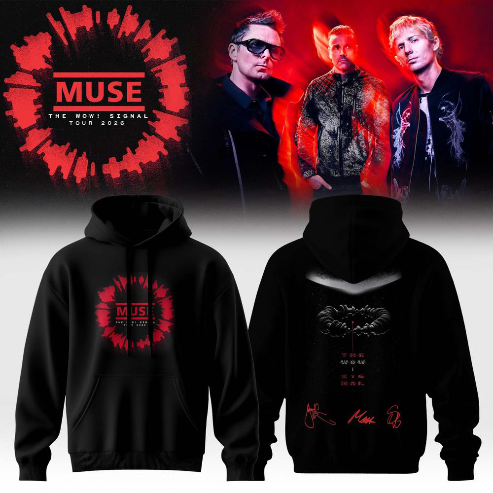 Muse 2026 Black Tour Hoodie for Alternative Rock Fans