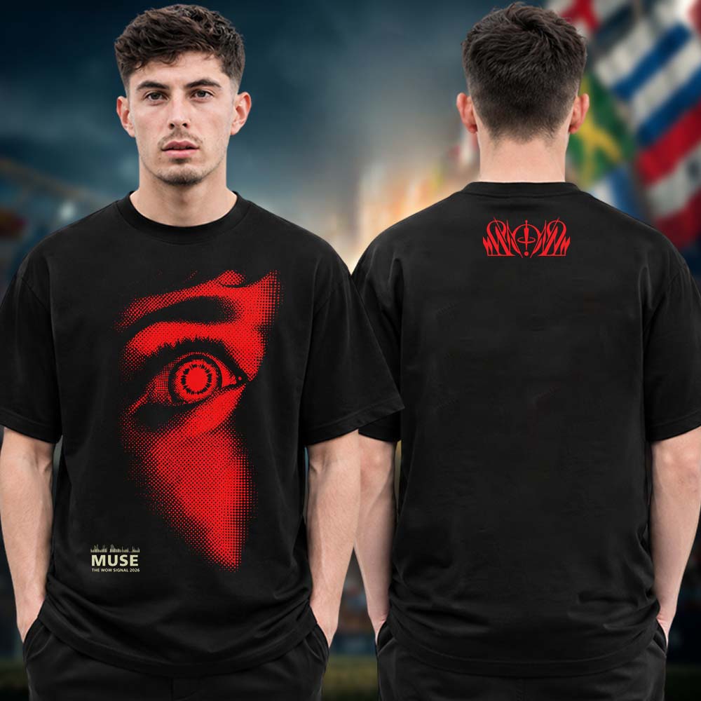 Muse Band The Wow Signal USA Tour 2026 Red Graphic Eyes Two Sided Unisex T Shirt