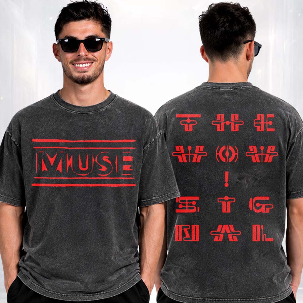 Muse Band The Wow Signal USA Tour 2026 Two Sided Washed T Shirt