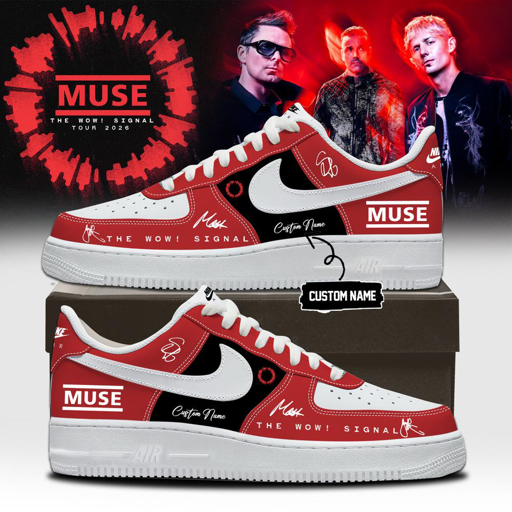 Muse Red Black White Wow Signal Graphic Sneakers