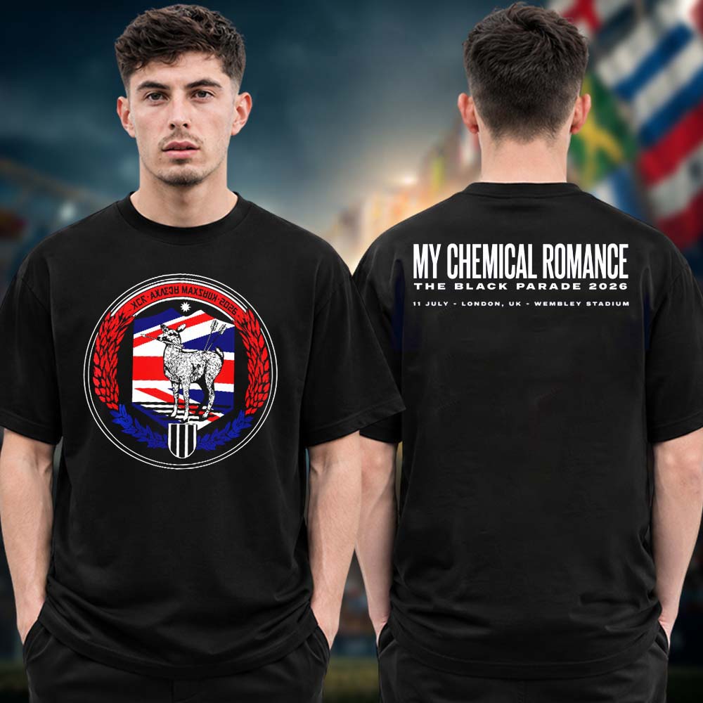 My Chemical Romance Special Edition T Shirt London UK The Black Parade 2026 At Wembley Stadium In London UK On July 11 2026 Two Sided Unisex T Shirt