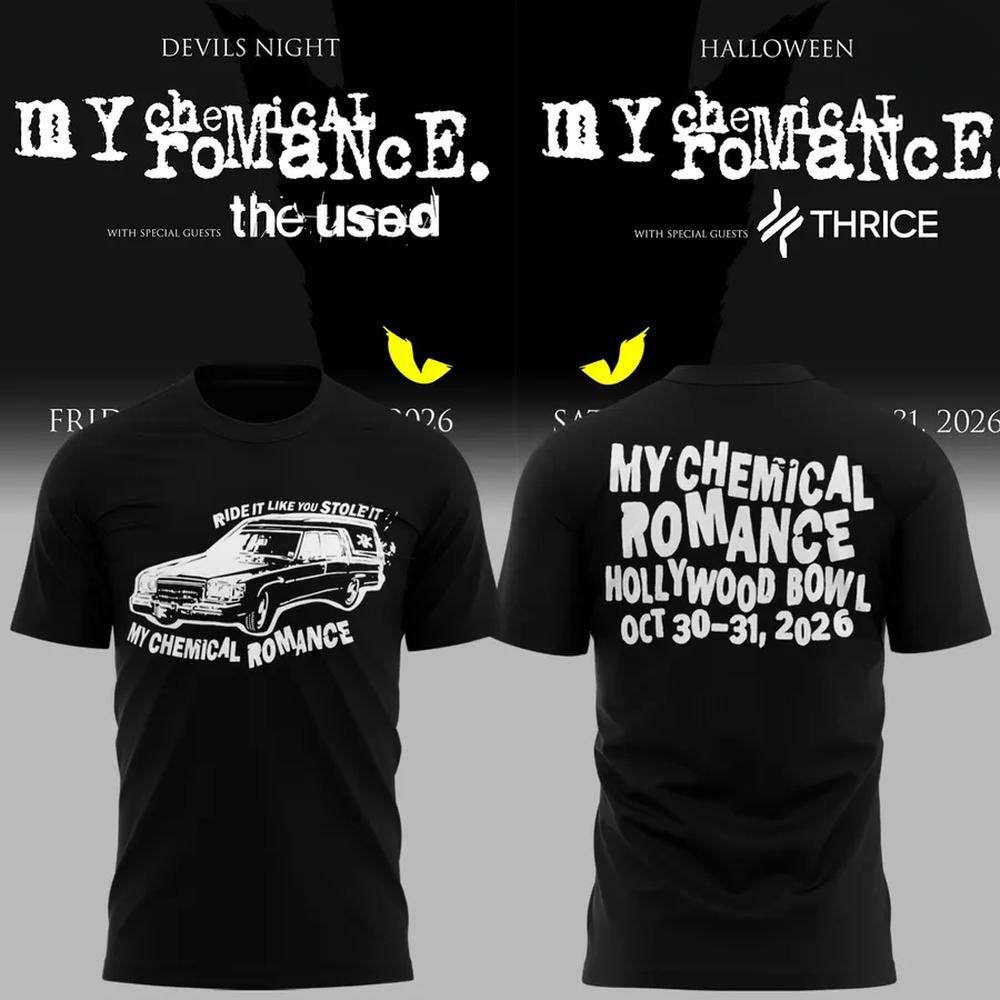 My Chemical Romance Hollywood Bowl LA 2026 Ride It Like You Stole It Hearse TShirt Merch