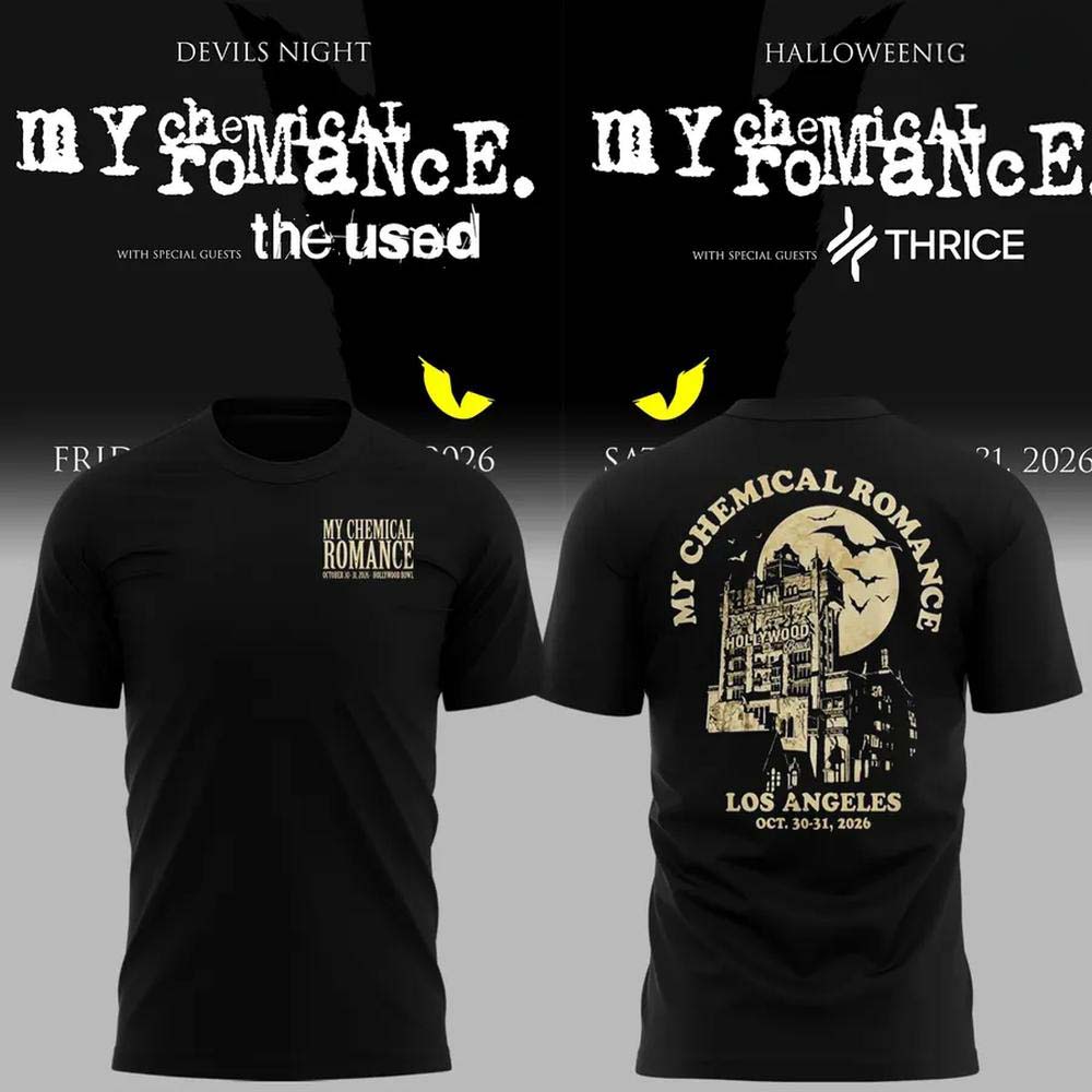 My Chemical Romance Hollywood Bowl LA October 30 31 2026 Full Moon Bats TShirt Merch